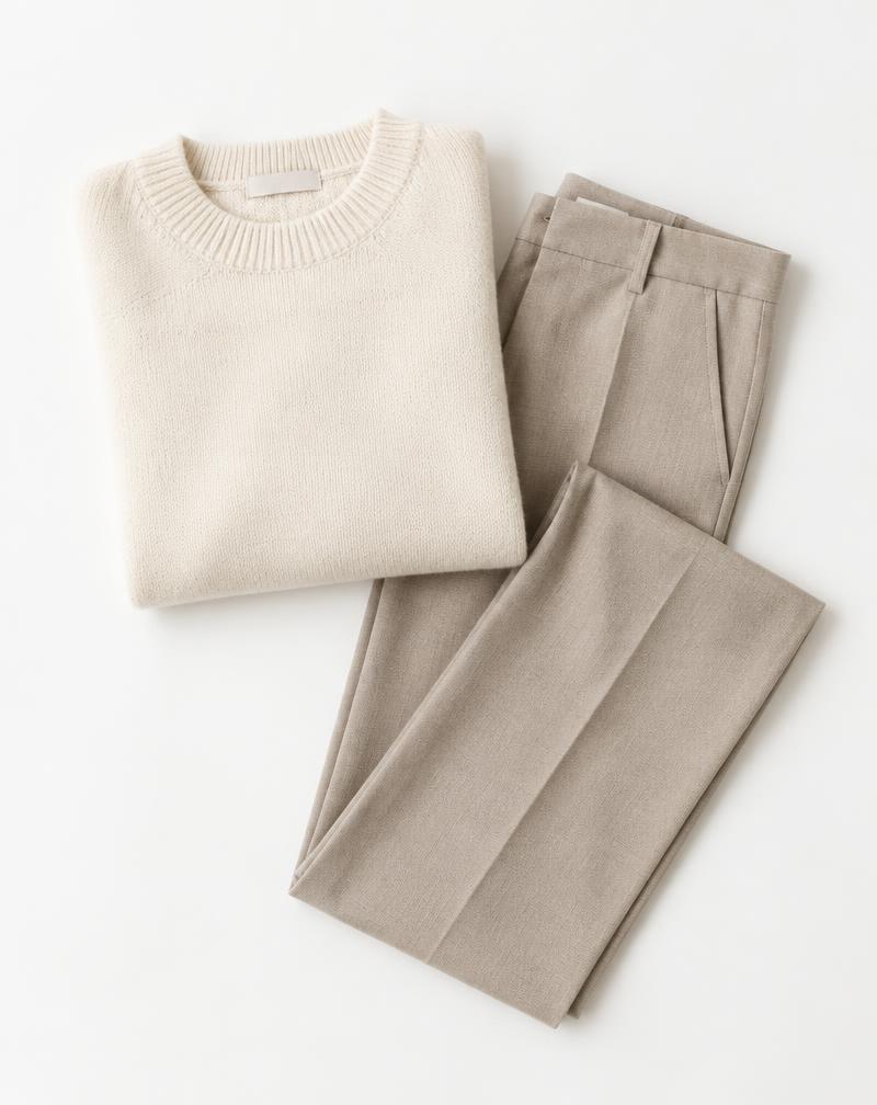 Folded cream knit